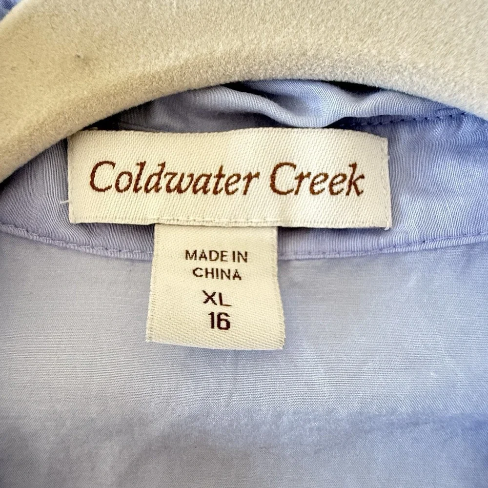 Coldwater Creek Cotton Silk Camp Shirt Womens XL 16 Lilac Button Up Lightweight - Picture 4 of 7